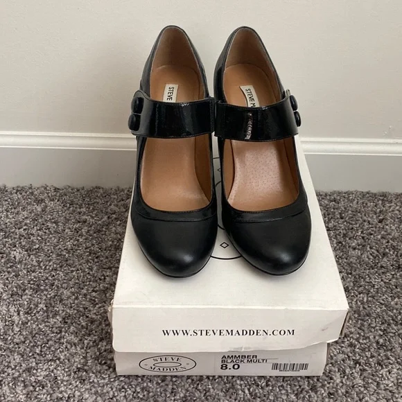 Women’s Black Steve Madden Heels Size 8 - Picture 2 of 7